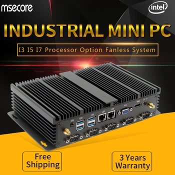 

MSECORE i3i5i7 fanless Mini PC Windows 10 HTPC industrial Desktop Computer linux intel 2*Lan 6*COM VGA HDMI wifi