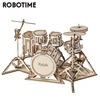 Robotime 4 Kinds DIY 3D Musical Instrument Wooden Puzzle Game Assembly Saxophone Drum Kit Accordion Cello Toy Gift for Children 1