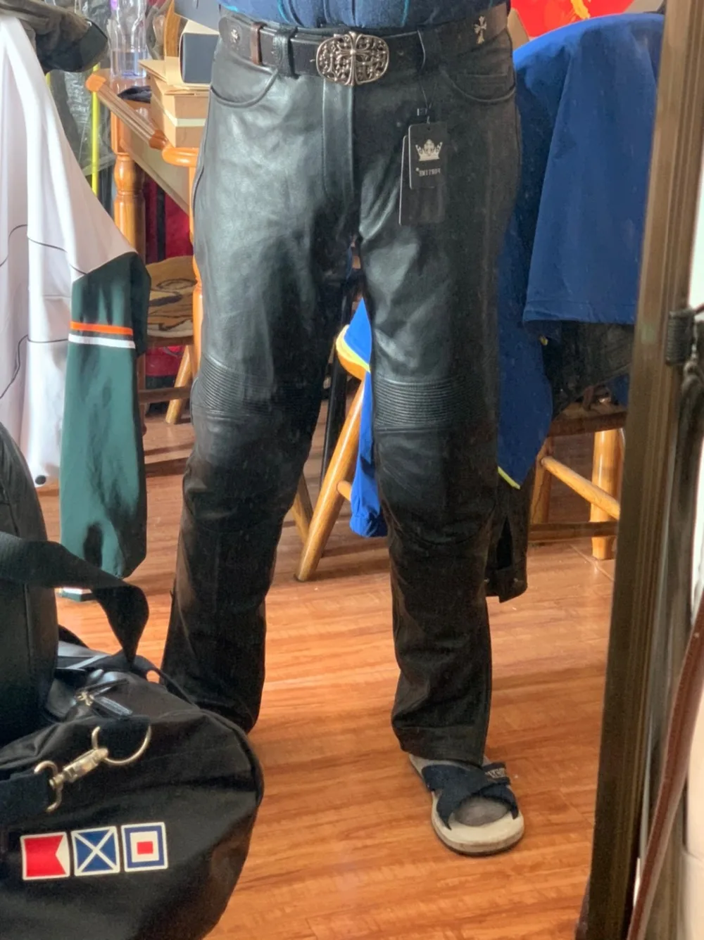 Men's Motorcycle Riding  genuine Leather Motorcycle Pants a1