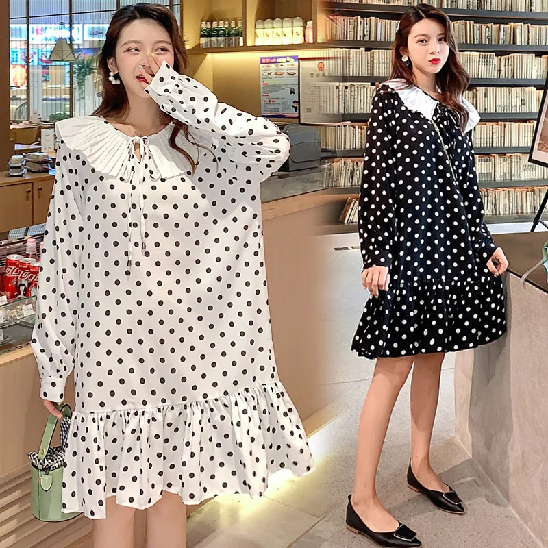 

Shanghai New Europe Sang 2020 Autumn Slimming Medium-length Polka Dot Dress