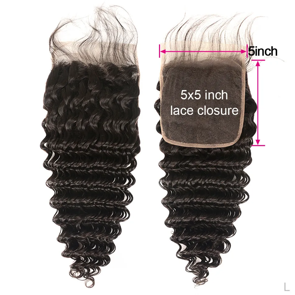 Brazilian Deep Wave Bundles With Closure 5x5 Closure With Bundles Transparent Lace Closure 3/4 Bundles With Closure Shuangya