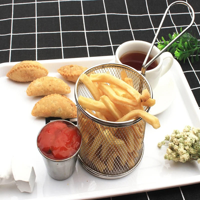 

Portable Stainless Steel Chips Mini Frying Basket Strainer Fryer Kitchen Cooking Chef Basket Colander Tool French Fries Basket