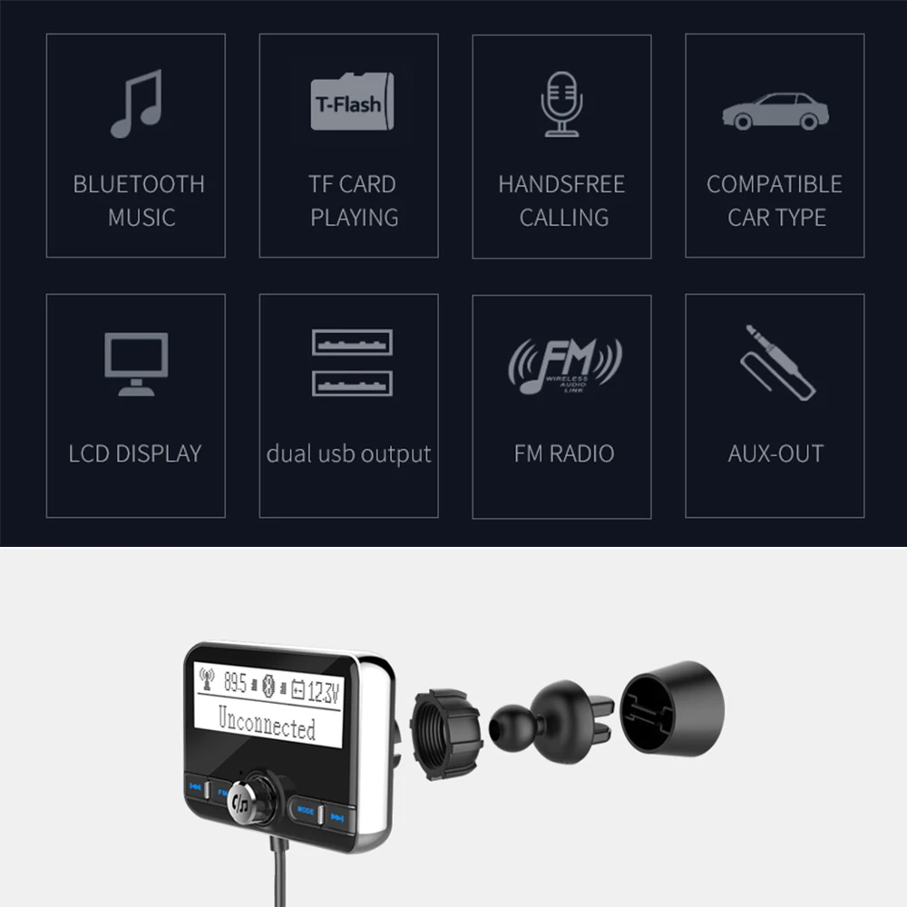 2," ЖК-дисплей BC31 Bluetooth fm-передатчик автомобильный fm-модулятор Автомобильный MP3-плеер автомобильный комплект громкой связи беспроводной Bluetooth автомобильное зарядное устройство