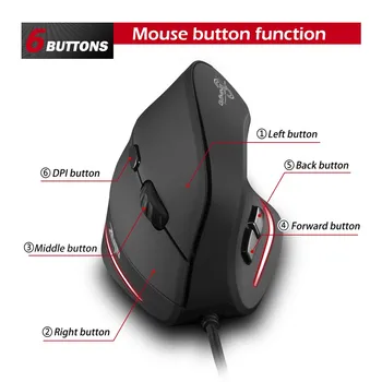

T-20 Vertical Mouse 3200 DPI Computer Wired Mause Wrist Rest Protection USB Optical Ergonomic 6 Buttons LED Mice For PC Z0518