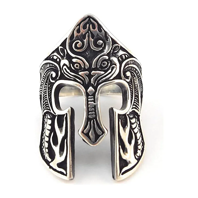 Fd Lk Classic Spartan Mask Warrior Ring Anello Scandinavo Viking Totem Mask Anello Amuleto Gioielli Moda Uomo Gioielli