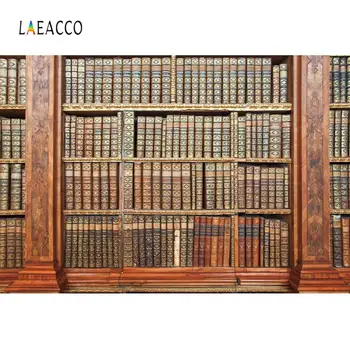 

Laeacco Old Wooden Bookshelf Books Library Study Baby Child Party Interior Photo Background Photography Backdrop Photo Studio