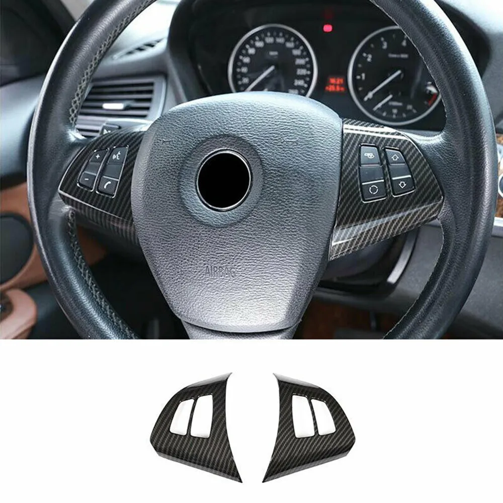 

For BMW X5 E70 2008-2013 Carbon Fiber Steering Wheel Button Decal Cover Car Sticker Self-adhesive Auto Interior Trim