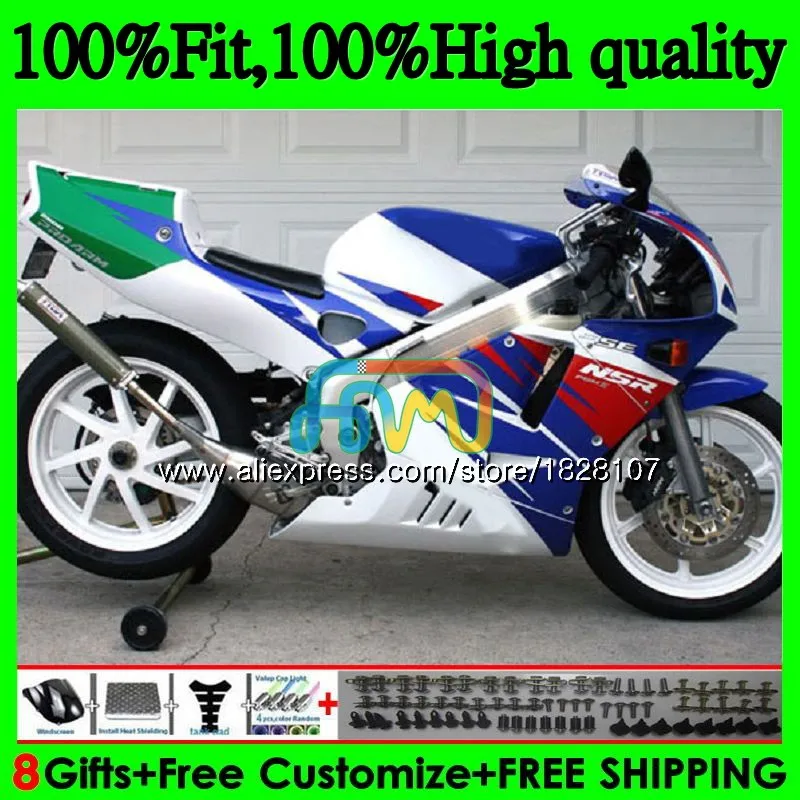 Литья под давлением для HONDA NSR 250 MC21 PGM3 NSR250R 90 91 92 93 85BS. 83 NSR250 R RR СМП 250R 1990 1991 1992 1993 обтекатель белого и синего цвета - Цвет: No. 1