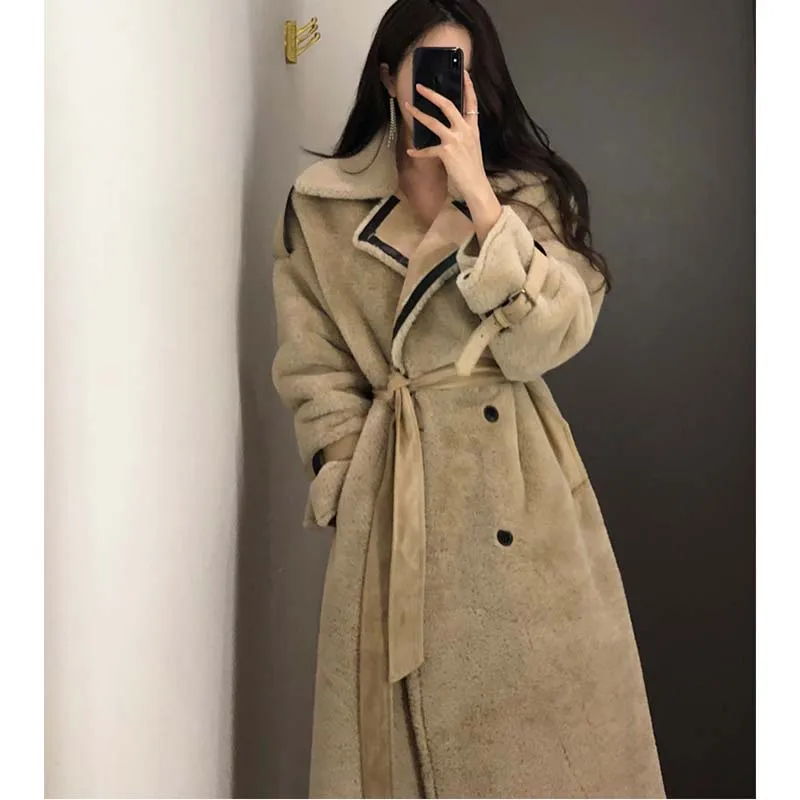 

Russia lambswool Warm jacket Women Winter New Fur one Ladies Parkas Large size loose Coat Fashion Casual Female Overcoat G49