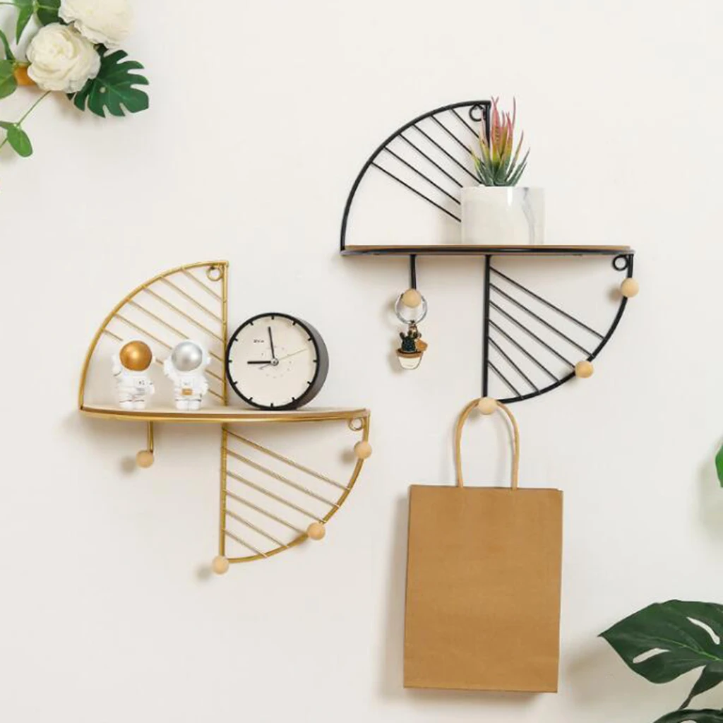 Iron and wooden board Storage Rack Shelf with Hooks Hat Key Hangers Holder Wall Hook Home Decoration