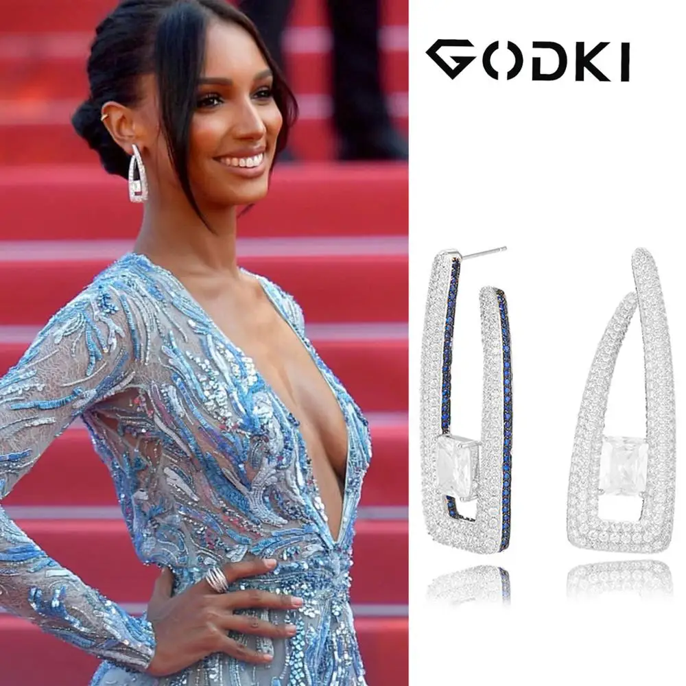 

GODKI Famous Brand Favorite Baguette Cut AAA Micro Zirconia Women Bridal Dress Wedding Everyday Drop Earring Fashion Jewelry