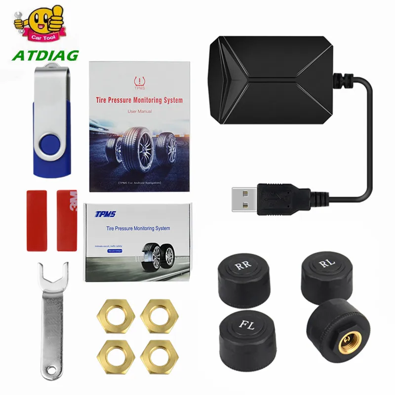 Android USB TPMS автомобильный монитор давления в шинах с 4 внешними датчиками 116 psi система мониторинга сигнализации 5 в Беспроводная передача TPMS