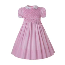 Pettigirl/ ; платья-смокинги для девочек; летняя детская одежда розового цвета с вышивкой; однотонная детская одежда с цветочным рисунком для малышей; G-DMGD204-89P