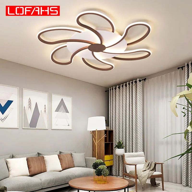 

LOFAHS Modern Led Ceiling Light Remote Control For Bedroom living Room Kitchen brown large size LED Ceiling lamp