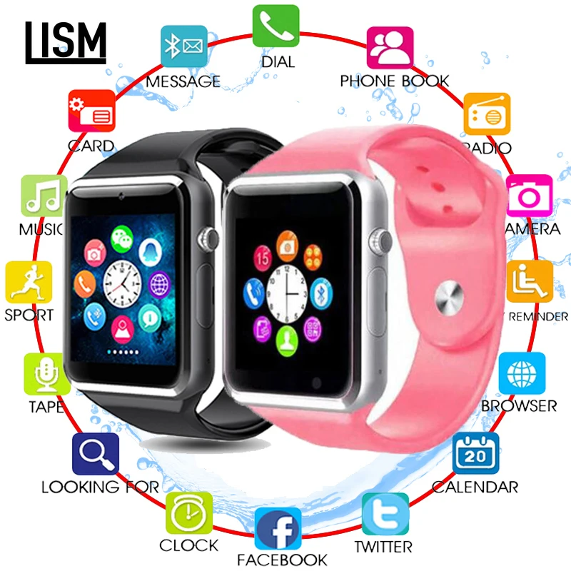 LISM A1 наручные часы Bluetooth Смарт спортивные Шагомер с сим-камерой Smartwatch для