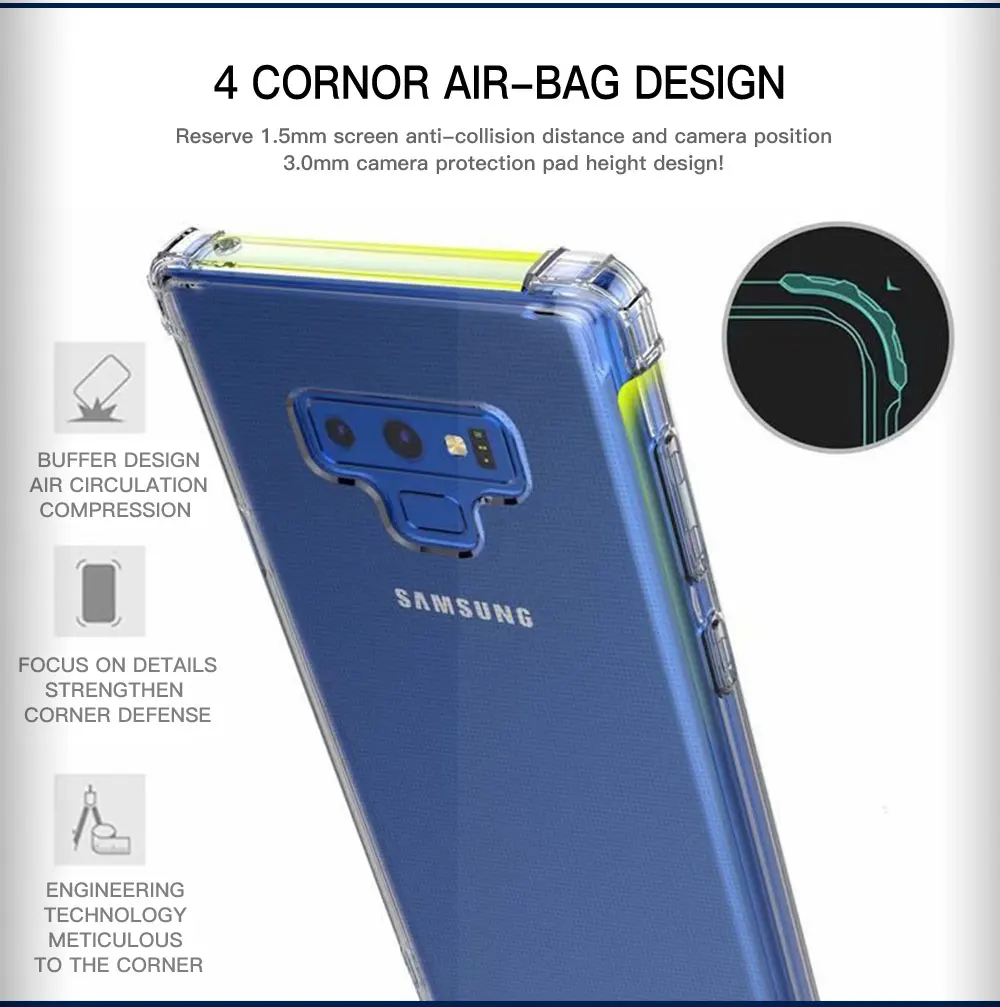 Противоударный чехол для samsung Galaxy Note 9 10 S9 S8 S10 плюс S10E A10 A20 A30 A40 A50 A60 A70 M10 M20 M30 подушка безопасности для Мягкий ТПУ чехол с мультипликационным рисунком