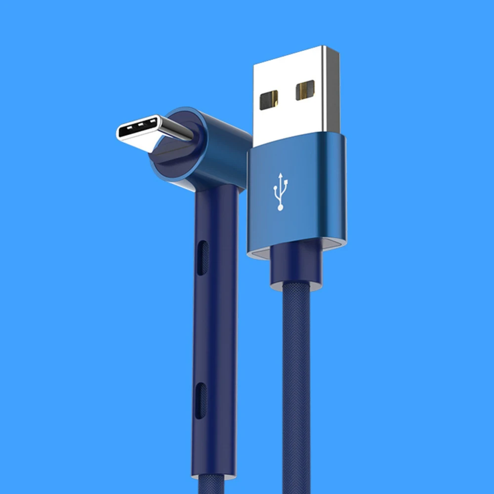 2.1A USB кабель L форма Быстрая зарядка кабель для передачи данных зарядное устройство для телефона type C - Цвет: Blue