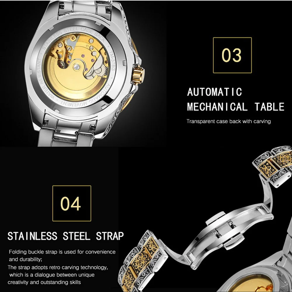 Automatic Watch  for Men  Fashion  Engrave  Wristwatch Men  Watch 2023   Automatic mechanical watch   for Gift  Drop Shipping