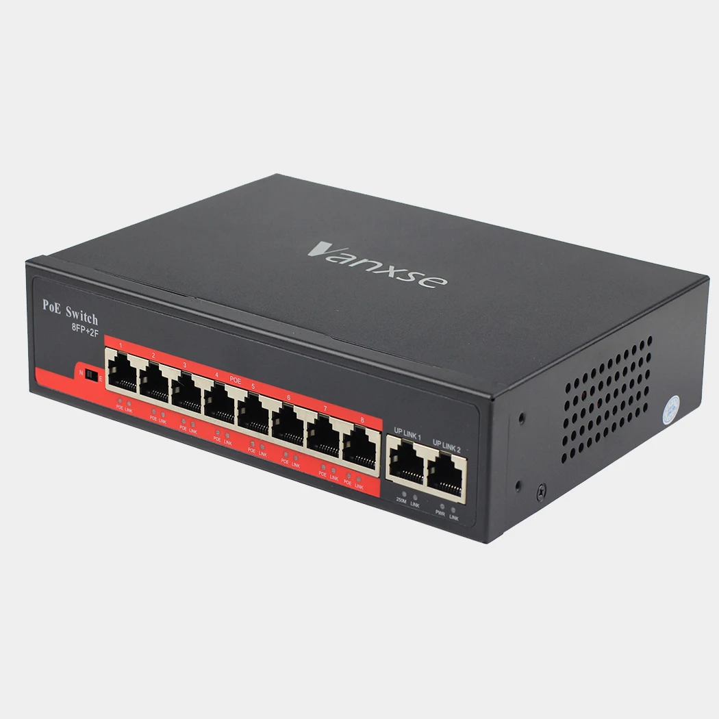10Ports Uvusee 10 портов Быстрый Ethernet PoE коммутатор коробка для IPTV, ip-камера, VoIP телефон, WiFi AP 8+ 2 порты видеонаблюдения видео системы - Цвет: 10Ports