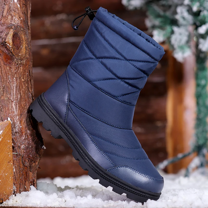 Ifrich Hot Snow Boots For Men Inside Fur Hunting Boots Man Brand Winter Warm Men Boots Black Blue Mens Large Size Boot
