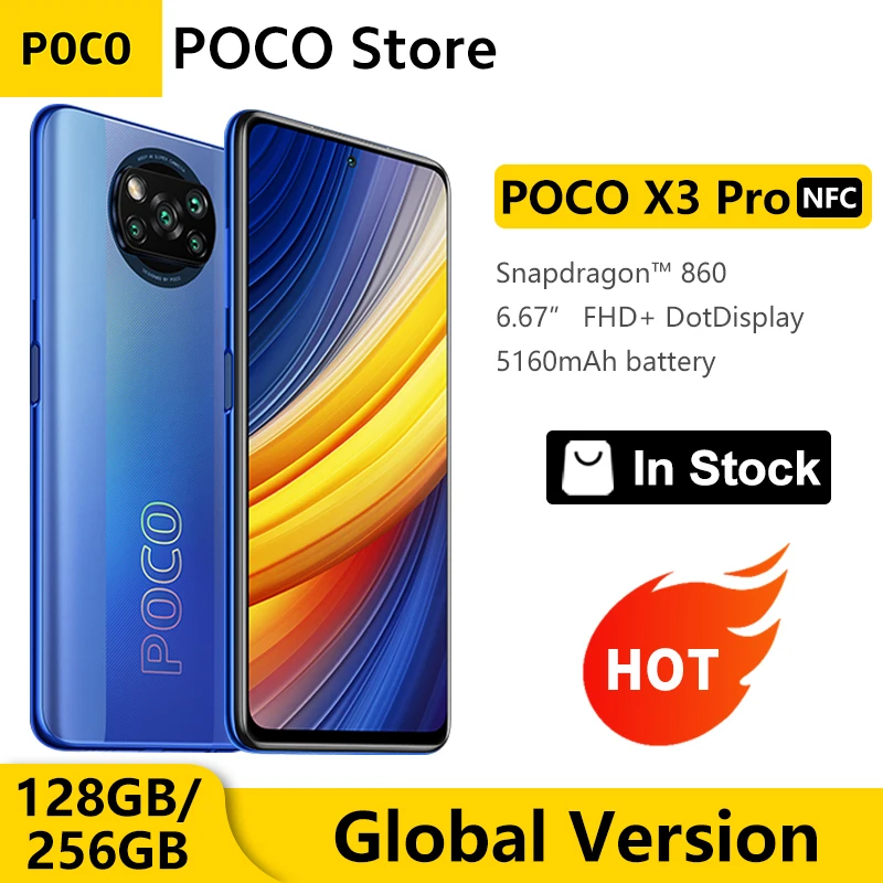 Global Version POCO X3 Pro 128GB / 256GB Snapdragon 860 Smartphone  NFC 6.67” 120Hz DotDisplay 5160mAh 33W Charge Quad AI Camera