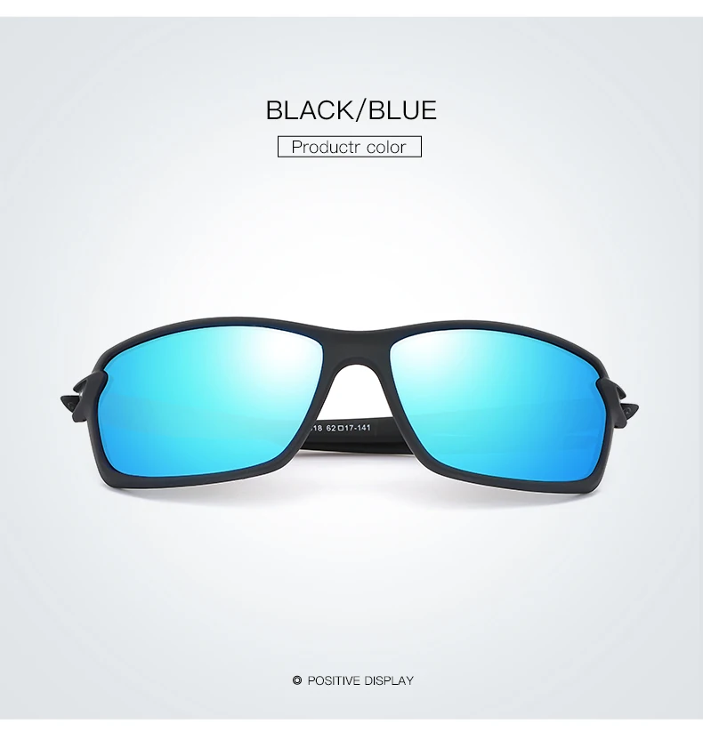 BLACK BLUE Дизайн, высококачественные поляризованные солнцезащитные очки из смолы, мужские спортивные очки, солнцезащитные очки для вождения, мужские зеркальные очки UV400 - Цвет линз: BLACK BLUE