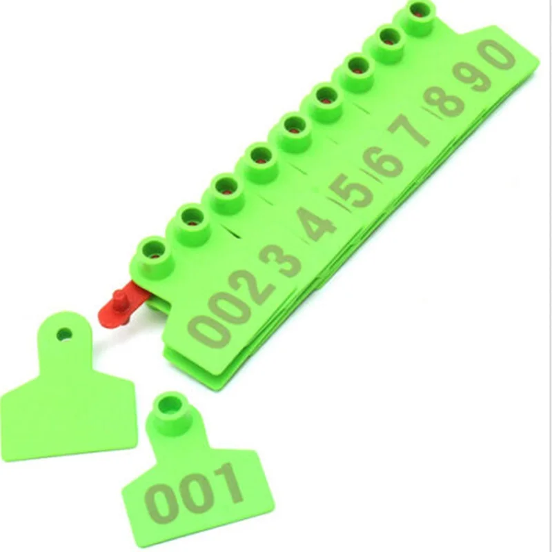 

1 Set Of Livestock Ear Tag Green 1-100 Number Plastic Livestock Ear Tag Animal Tag For Goat Sheep Pig