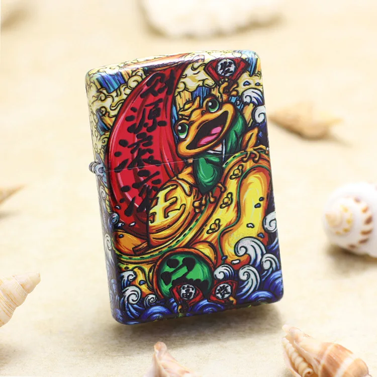 Оригинальная масляная Зажигалка Zippo медный дизайнерский цветной рисунок