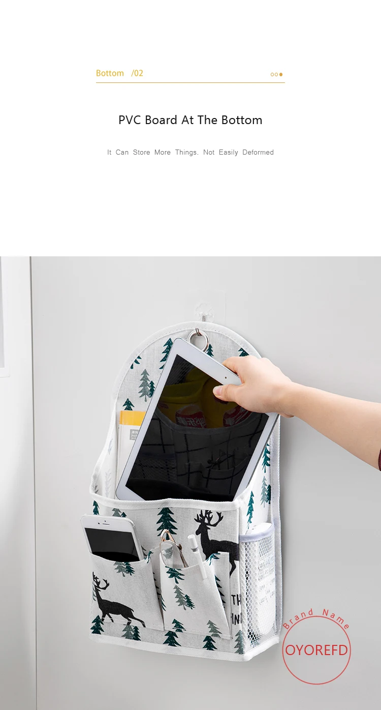 OYOREFD Wall Mounted Multi-function Waterproof Bag Organizer Cotton Linen Toiletry Bag Home Hanging Storage Bag Room Organizer