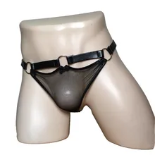 Сексуальное нижнее белье для мужчин мягкий кожзаменитель ремешок прозрачный Сетчатый Чехол стринги дно бикини Эротическое нижнее белье для него