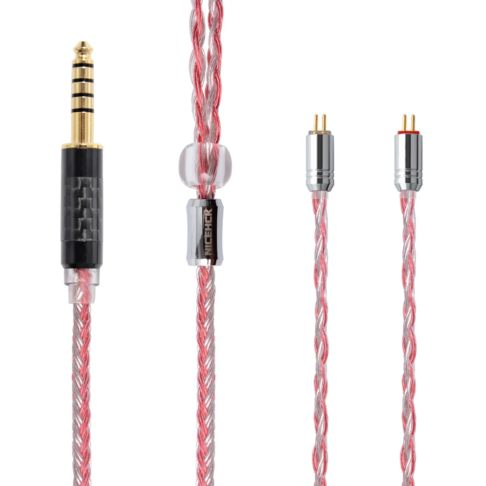 NICEHCK 16 Core Медь серебро смешанные кабель 3,5/2,5/4,4 мм MMCX/2Pin для TFZ ZSX ZS10 ST10 C12 C16 BA5 NX7 PRO/DB3/F3/BL-03 гарнитура - Цвет: 4.4mm plug with 2Pin