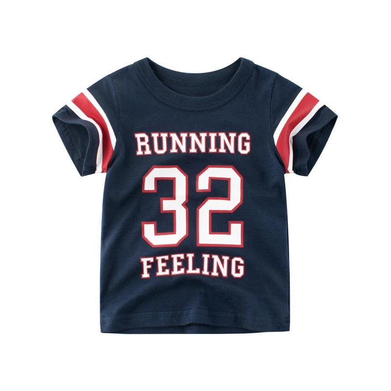 

Boys' New Cotton Printed Letter Football Shirt Children's Loose Fashion Sports T-shirt Boys Cool Cotton Top Short Sleeve