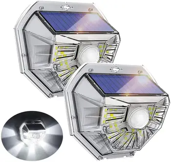 

2 Pack LED Solar Powered Light Outdoor PIR Motion Sensor Wall Light Waterproof Sunlight Garden Decoration Wireless Reflector