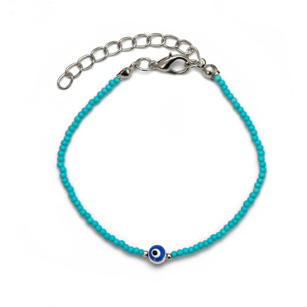 Lucky Eye Miyuki браслет с бусинами и подвесками, голубой турецкий браслет evil Eye, регулируемое ювелирное изделие для женщин и мужчин EY6603 - Окраска металла: 3