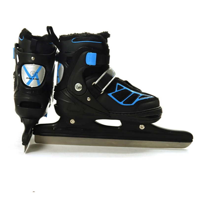 1 пара для взрослых зимние коньки с лезвием для катания на коньках с шариковым ножом обувь для катания на коньках Регулируемая Водонепроницаемая термальная обувь для катания на коньках для начинающих - Цвет: Style B Black blue M