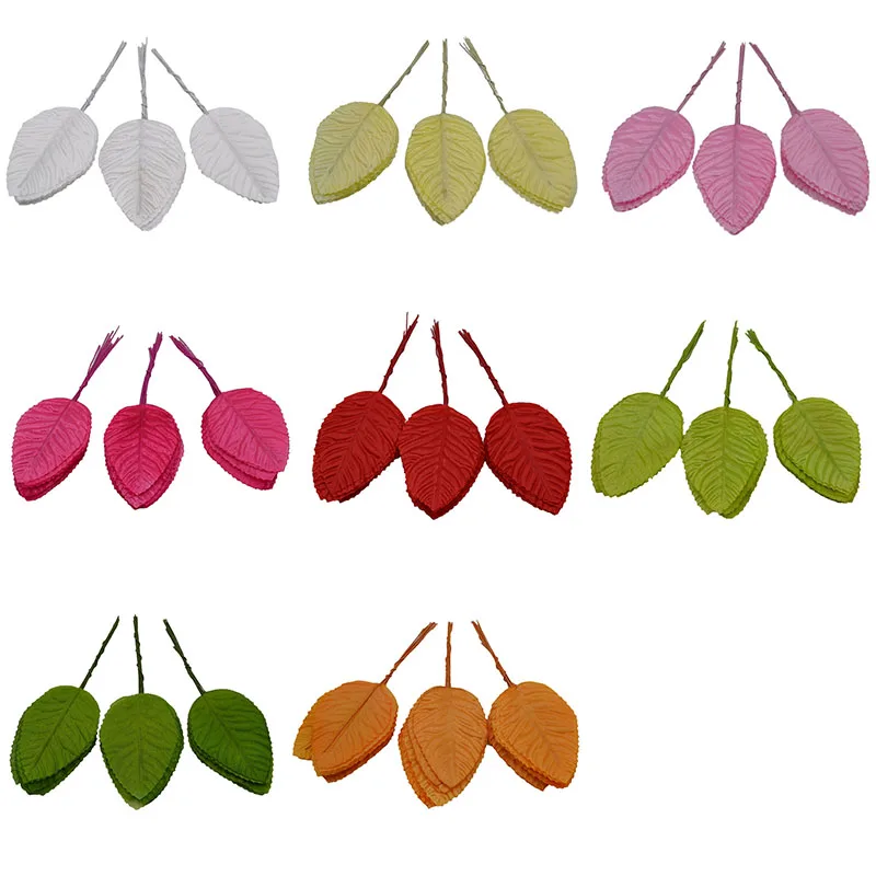 40pcs Mini Nylon Silk Leaf Shape Artificial Flowers Leaves for Wedding Decoration DIY Wreath Scrapbooking Gift Craft Fake Flower