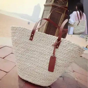 

2020 New Handbags Fashion Women's Bag Large Capacity Soft Casual Summer Beach Straw Tote Simple Designer Female Shoulder Bags