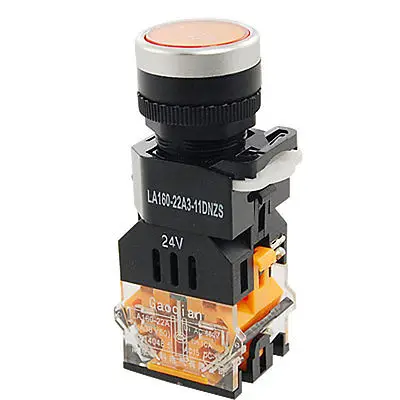 

Orange Sign Locking Push Button Switch w 24V Lamp Light 1 NO 1 NC 10A 660V AC