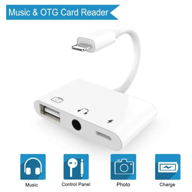 new style OTG Adapter USB 3 Camera Reader With 3 5mm Headphone Jack Connection Kits Data Sync For iPhone 11 X XR XS 8 7 500MA
