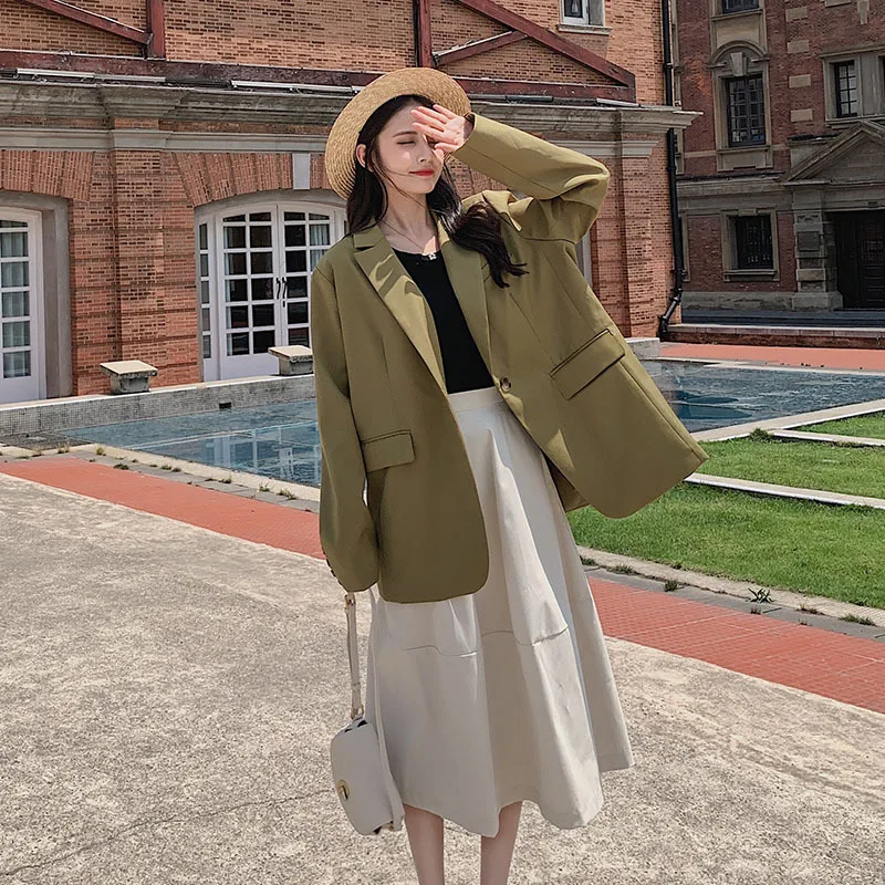 

Photo Shoot Korean-style Small Suit Coat Women's Loose-Fit Autumn Online Celebrity Slimming British Style Hong Kong Flavor Sense