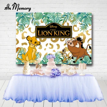 

InMemory Lion King Simba Birthday Party Photographic Backgrounds Green Leaves Gold Boys Safari Jungle Party Backdrop