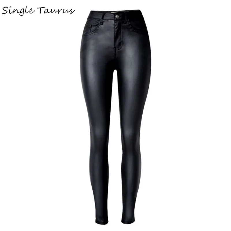 Beste Hoge Taille Pu Kunstleer Jeans Vrouwen Mode Black Elasticiteit Skinny Jeans Femme Push Up Slanke Vaqueros Mujer Potlood Broek