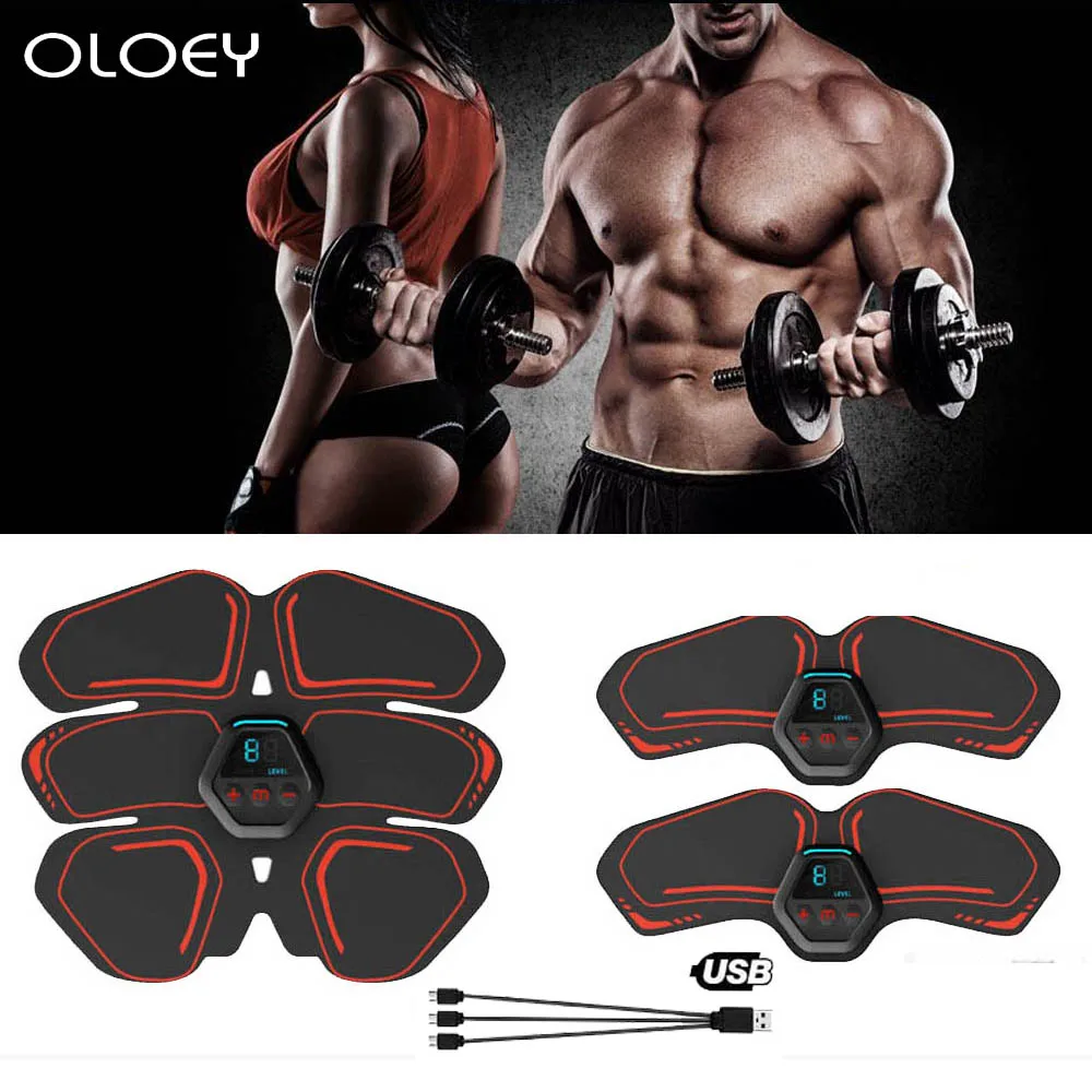 

USB Charging Electrostimulator ABS Stimulator EMS Abdominal Muscle Stimulator Belt Slimming Bandage Vibration Fitness Equipments