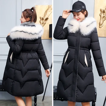 

X-Long Oversized Slim Women Jacket Cotton Padded Warm Thicken Ladies Coat 2020 New Long Coats Winter Parka Womens Jackets