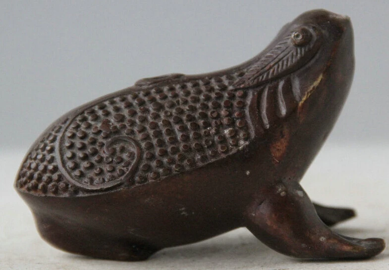 230@g++4&quot Old Chinese Fengshui Bronze common pond Frog croak Animal Sculpture Statue | Дом и сад