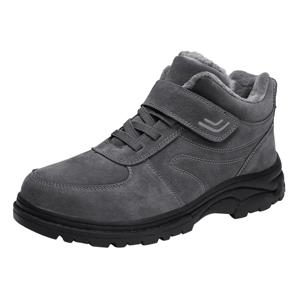 Серый Eillysevens/мужские бархатные теплые уличные прогулочные ботинки Нескользящие износостойкие зимние ботинки wo мужские зимние теплые ботинки на платформе с мехом# q45 - Цвет: Серый