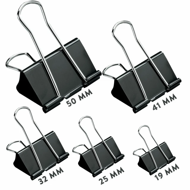10Db Bulldog Foldback Klipek 51, 41, 32, 25, 19 Mm Méretű Fém Kötőanyag Markolat Black Hosszú Farok Klip Kreatív Kultúra Iroda - Image 2