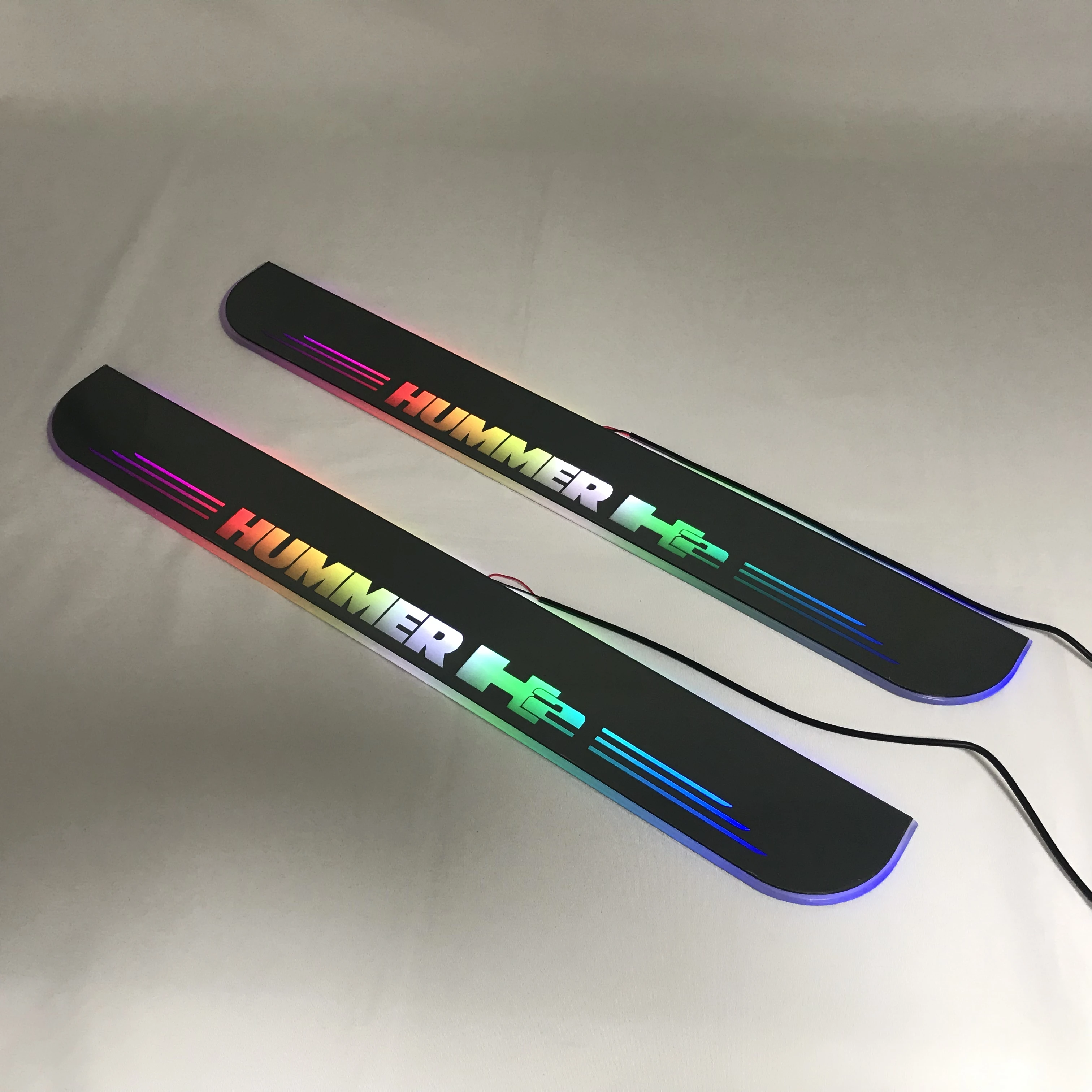 

RQXR led moving door scuff for hummer h2 dynamic door sill plate flat lining overlay rgb flowing light, 2pcs