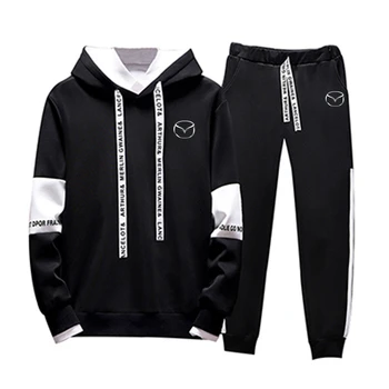 

Male Motion Wild Men's Wear Classic Leisure England Style Loose Man Mazda Car LOGO Slim Patchwork Two-piece set Fast delivery