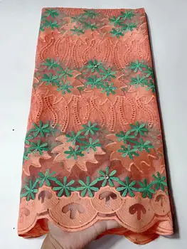 

Latest african laces 2019 african french lace fabric with stone high quality 5yards nigerian lace fabrics for dress FYIN129